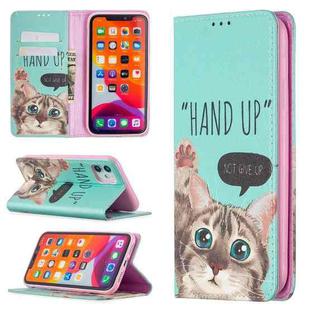 For iPhone 11 Colored Drawing Pattern Invisible Magnetic Horizontal Flip PU Leather Case with Holder & Card Slots & Wallet (Cat)