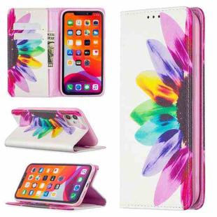 For iPhone 11 Colored Drawing Pattern Invisible Magnetic Horizontal Flip PU Leather Case with Holder & Card Slots & Wallet (Sun Flower)