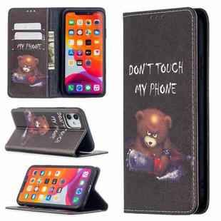For iPhone 11 Colored Drawing Pattern Invisible Magnetic Horizontal Flip PU Leather Case with Holder & Card Slots & Wallet (Bear)