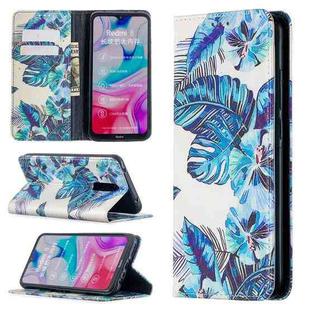 For Xiaomi Redmi 8 Colored Drawing Pattern Invisible Magnetic Horizontal Flip PU Leather Case with Holder & Card Slots & Wallet(Blue Leaves)