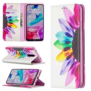 For Xiaomi Redmi 8 Colored Drawing Pattern Invisible Magnetic Horizontal Flip PU Leather Case with Holder & Card Slots & Wallet(Sunflower)
