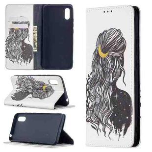 For Xiaomi Redmi 9A Colored Drawing Pattern Invisible Magnetic Horizontal Flip PU Leather Case with Holder & Card Slots & Wallet(Girl)