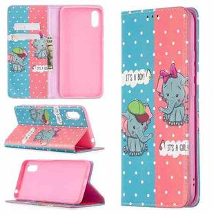 For Xiaomi Redmi 9A Colored Drawing Pattern Invisible Magnetic Horizontal Flip PU Leather Case with Holder & Card Slots & Wallet(Elephant)