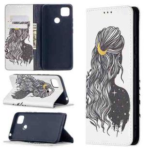 For Xiaomi Redmi 9C Colored Drawing Pattern Invisible Magnetic Horizontal Flip PU Leather Case with Holder & Card Slots & Wallet(Girl)