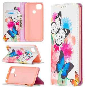 For Xiaomi Redmi 9C Colored Drawing Pattern Invisible Magnetic Horizontal Flip PU Leather Case with Holder & Card Slots & Wallet(Two Butterflies)