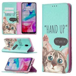 For Xiaomi Redmi 8A Colored Drawing Pattern Invisible Magnetic Horizontal Flip PU Leather Case with Holder & Card Slots & Wallet(Cat)