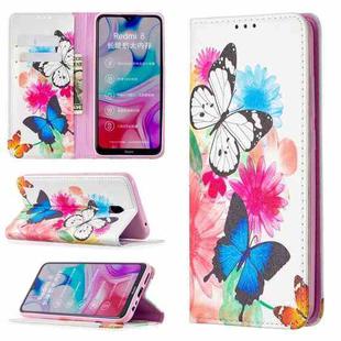 For Xiaomi Redmi 8A Colored Drawing Pattern Invisible Magnetic Horizontal Flip PU Leather Case with Holder & Card Slots & Wallet(Two Butterflies)