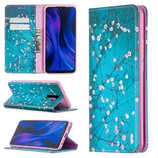 For Xiaomi Redmi 9 Colored Drawing Pattern Invisible Magnetic Horizontal Flip PU Leather Case with Holder & Card Slots & Wallet(Plum Blossom)
