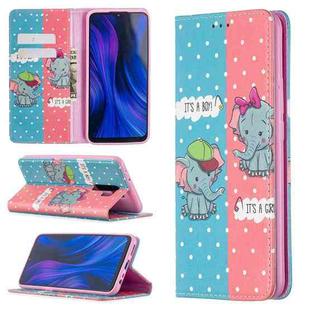 For Xiaomi Redmi 9 Colored Drawing Pattern Invisible Magnetic Horizontal Flip PU Leather Case with Holder & Card Slots & Wallet(Elephant)