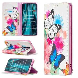 For Xiaomi Redmi Note 8 Pro Colored Drawing Pattern Invisible Magnetic Horizontal Flip PU Leather Case with Holder & Card Slots & Wallet(Two Butterflies)