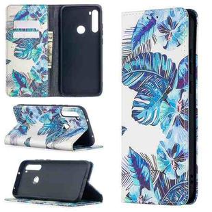 For Xiaomi Redmi Note 8T Colored Drawing Pattern Invisible Magnetic Horizontal Flip PU Leather Case with Holder & Card Slots & Wallet(Blue Leaves)