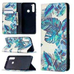 For Xiaomi Redmi Note 8 Colored Drawing Pattern Invisible Magnetic Horizontal Flip PU Leather Case with Holder & Card Slots & Wallet(Blue Leaves)
