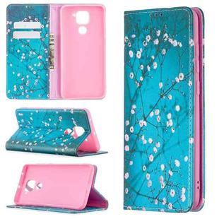 For Xiaomi Redmi Note 9 Colored Drawing Pattern Invisible Magnetic Horizontal Flip PU Leather Case with Holder & Card Slots & Wallet(Plum Blossom)