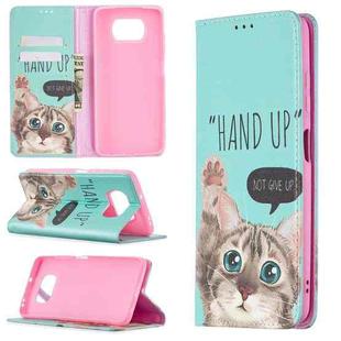 For Xiaomi Poco X3 Colored Drawing Pattern Invisible Magnetic Horizontal Flip PU Leather Case with Holder & Card Slots & Wallet(Cat)