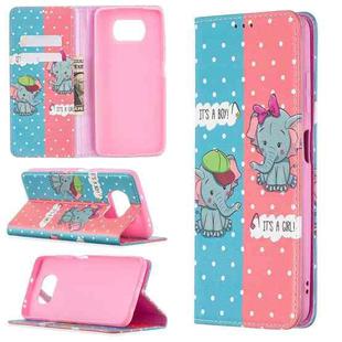 For Xiaomi Poco X3 Colored Drawing Pattern Invisible Magnetic Horizontal Flip PU Leather Case with Holder & Card Slots & Wallet(Elephant)