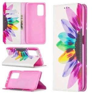 For Xiaomi Mi 10T / 10 Pro Colored Drawing Pattern Invisible Magnetic Horizontal Flip PU Leather Case with Holder & Card Slots & Wallet(Sunflower)