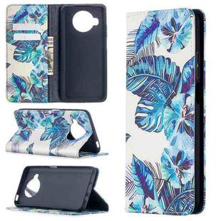 For Xiaomi Mi 10T Lite Colored Drawing Pattern Invisible Magnetic Horizontal Flip PU Leather Case with Holder & Card Slots & Wallet(Blue Leaves)