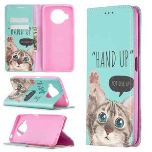 For Xiaomi Mi 10T Lite Colored Drawing Pattern Invisible Magnetic Horizontal Flip PU Leather Case with Holder & Card Slots & Wallet(Cat)
