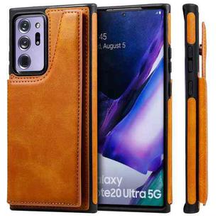Shockproof Calf Texture Protective Case with Holder & Card Slots & Frame For Samsung Galaxy Note20 Ultra(Brown)