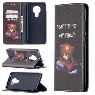 For Nokia 5.3 Colored Drawing Pattern Invisible Magnetic Horizontal Flip PU Leather Case with Holder & Card Slots & Wallet(Bear)