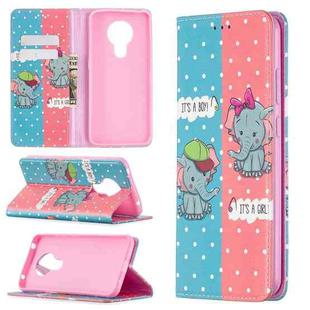 For Nokia 5.3 Colored Drawing Pattern Invisible Magnetic Horizontal Flip PU Leather Case with Holder & Card Slots & Wallet(Elephant)