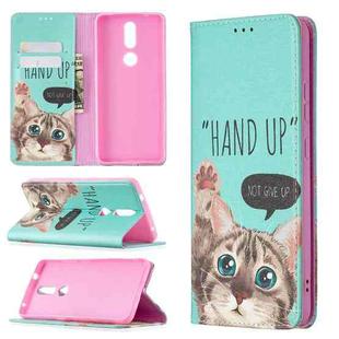 For Nokia 2.4 Colored Drawing Pattern Invisible Magnetic Horizontal Flip PU Leather Case with Holder & Card Slots & Wallet(Cat)