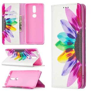 For Nokia 2.4 Colored Drawing Pattern Invisible Magnetic Horizontal Flip PU Leather Case with Holder & Card Slots & Wallet(Sun Flower)
