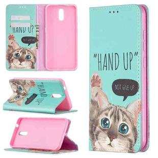 For Nokia 2.3 Colored Drawing Pattern Invisible Magnetic Horizontal Flip PU Leather Case with Holder & Card Slots & Wallet(Cat)