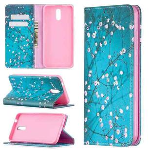 For Nokia 2.3 Colored Drawing Pattern Invisible Magnetic Horizontal Flip PU Leather Case with Holder & Card Slots & Wallet(Plum Blossom)