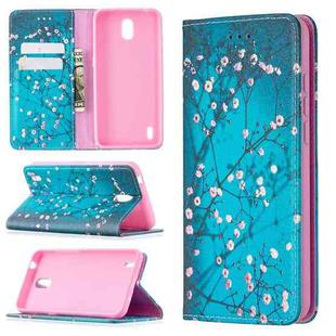 For Nokia 1.3 Colored Drawing Pattern Invisible Magnetic Horizontal Flip PU Leather Case with Holder & Card Slots & Wallet(Plum Blossom)
