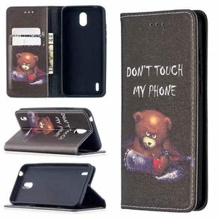 For Nokia 1.3 Colored Drawing Pattern Invisible Magnetic Horizontal Flip PU Leather Case with Holder & Card Slots & Wallet(Bear)