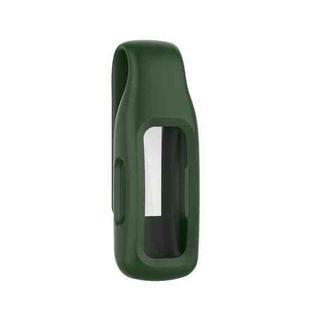 For Fitbit Inspire 2 Steel Sheet Silicone Protective Clip Case Cover(Army Green)