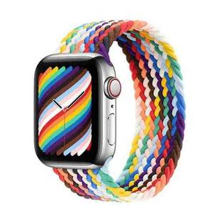 Nylon Single-turn Braided Watch Band For Apple Watch Series 9&8&7 41mm / SE 3&SE 2&6&SE&5&4 40mm / 3&2&1 38mm, Length:M 145mm(Rainbow Color)