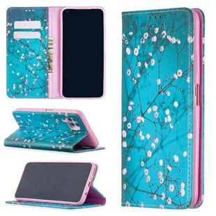 For Huawei P40 Lite Colored Drawing Pattern Invisible Magnetic Horizontal Flip PU Leather Case with Holder & Card Slots & Wallet(Plum Blossom)