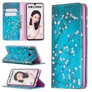 For Huawei P smart 2019 Colored Drawing Pattern Invisible Magnetic Horizontal Flip PU Leather Case with Holder & Card Slots & Wallet(Plum Blossom)