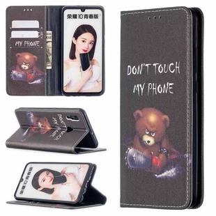 For Huawei P smart 2019 Colored Drawing Pattern Invisible Magnetic Horizontal Flip PU Leather Case with Holder & Card Slots & Wallet(Bear)