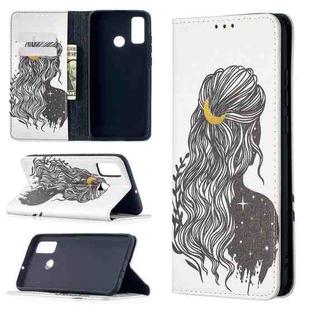 For Huawei P smart 2020 Colored Drawing Pattern Invisible Magnetic Horizontal Flip PU Leather Case with Holder & Card Slots & Wallet(Girl)