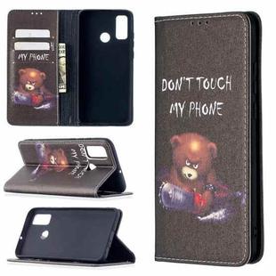 For Huawei P smart 2020 Colored Drawing Pattern Invisible Magnetic Horizontal Flip PU Leather Case with Holder & Card Slots & Wallet(Bear)