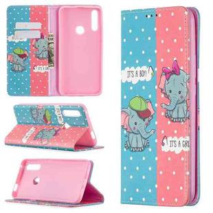 For Huawei P smart Z Colored Drawing Pattern Invisible Magnetic Horizontal Flip PU Leather Case with Holder & Card Slots & Wallet(Elephant)