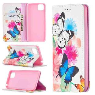 For Huawei Y5p Colored Drawing Pattern Invisible Magnetic Horizontal Flip PU Leather Case with Holder & Card Slots & Wallet(Two Butterflies)