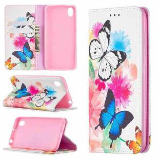 For Huawei Y5 (2019) Colored Drawing Pattern Invisible Magnetic Horizontal Flip PU Leather Case with Holder & Card Slots & Wallet(Two Butterflies)