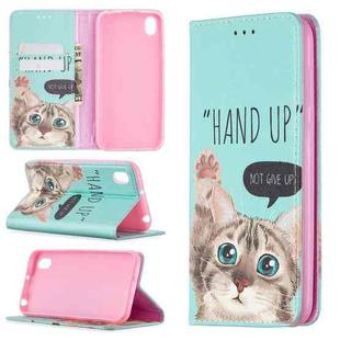 For Huawei Y5 (2019) Colored Drawing Pattern Invisible Magnetic Horizontal Flip PU Leather Case with Holder & Card Slots & Wallet(Cat)