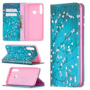 For Huawei Y7p Colored Drawing Pattern Invisible Magnetic Horizontal Flip PU Leather Case with Holder & Card Slots & Wallet(Plum Blossom)