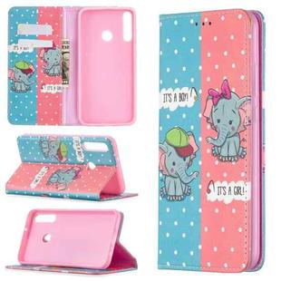 For Huawei Y7p Colored Drawing Pattern Invisible Magnetic Horizontal Flip PU Leather Case with Holder & Card Slots & Wallet(Elephant)