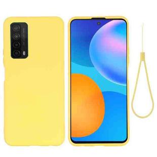 For Huawei P smart 2021 Pure Color Liquid Silicone Shockproof Full Coverage Case(Yellow)