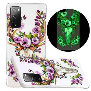 For Samsung Galaxy S20 FE Luminous TPU Mobile Phone Protective Case(Flower Deer)