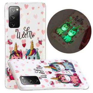 For Samsung Galaxy S20 FE Luminous TPU Mobile Phone Protective Case(Couple Unicorn)