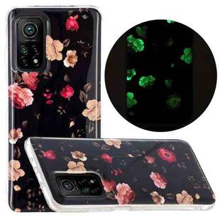 For Xiaomi Mi 10T 5G & 10T Pro 5G Luminous TPU Mobile Phone Protective Case(Black Background Rose)