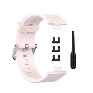 For Huawei Watch Fit Silicone  Watch Band with Stainless Steel Buckle(Pink)