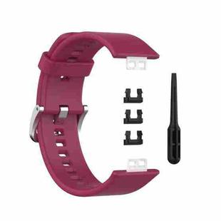 For Huawei Watch Fit Silicone  Watch Band with Stainless Steel Buckle(Wine Red)